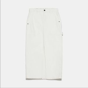 Zara Denim Cream Long Skirt The Worker Skirt XS